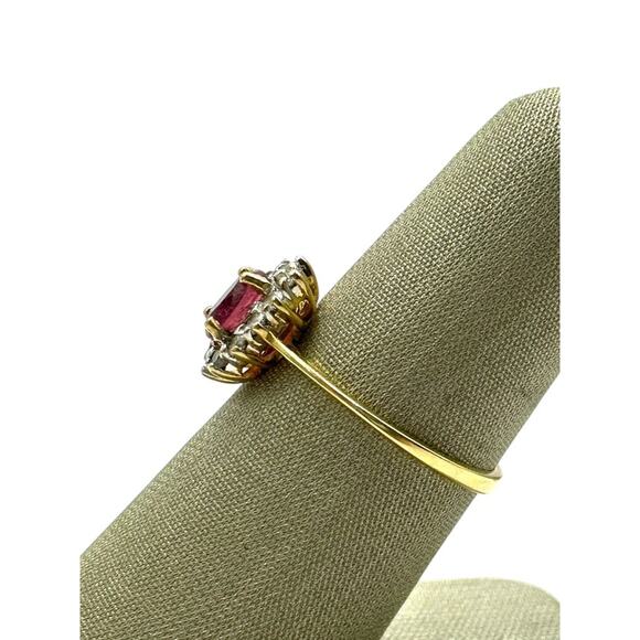 14K Yellow Gold & Treated Sapphire Oval with .24cttw Diamond Halo Ring (5363) - Picture 5 of 5